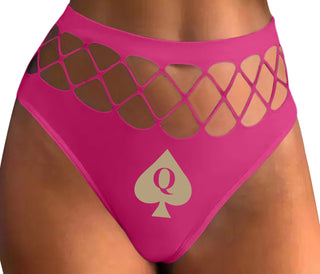 Queen Of Spades Logo - Fuchsia Fishnet Thong