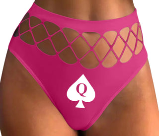 Queen Of Spades Logo - Fuchsia Fishnet Thong