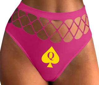 Queen Of Spades Logo - Fuchsia Fishnet Thong