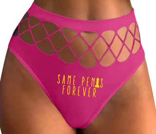 Same Penis Forever - Fuchsia Fishnet Thong
