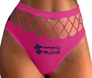 Money Maker - Fuchsia Fishnet Thong