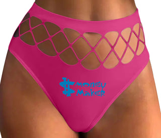 Money Maker - Fuchsia Fishnet Thong