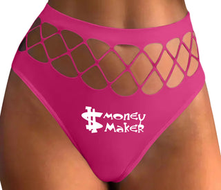 Money Maker - Fuchsia Fishnet Thong