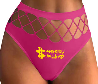 Money Maker - Fuchsia Fishnet Thong