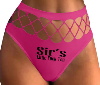 Sir's Little Fuck Toy - Fuchsia Fishnet Thong