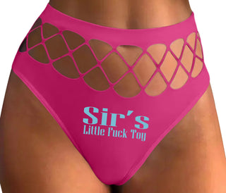 Sir's Little Fuck Toy - Fuchsia Fishnet Thong
