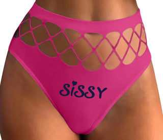 Sissy - Fuchsia Fishnet Thong