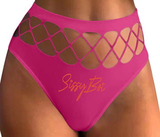 Sissy Boi - Fuchsia Fishnet Thong
