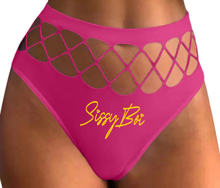 Sissy Boi - Fuchsia Fishnet Thong