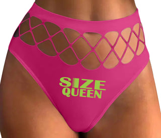Size Queen - Fuchsia Fishnet Thong