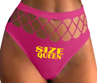 Size Queen - Fuchsia Fishnet Thong
