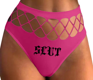 Slut - Goth Look - Fuchsia Fishnet Thong