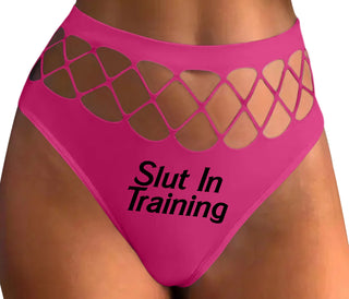 Slut In Training - Fuchsia Fishnet Thong