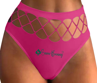 Snow Bunny - Queen of Spades - Fuchsia Fishnet Thong