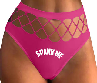 Spank Me - Bold Design - Fuchsia Fishnet Thong
