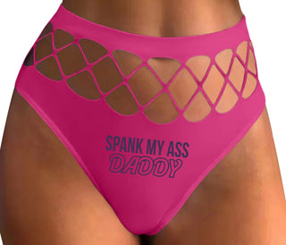 Spank My Ass Daddy - Fuchsia Fishnet Thong