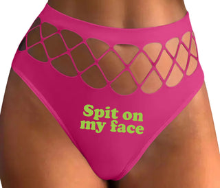 Spit On My Face - Fuchsia Fishnet Thong