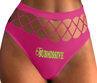 Submissive - Cuff Logo - Fuchsia Fishnet Thong