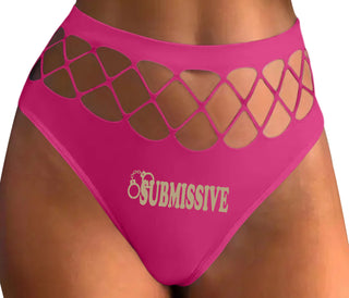 Submissive - Cuff Logo - Fuchsia Fishnet Thong