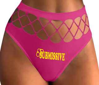 Submissive - Cuff Logo - Fuchsia Fishnet Thong