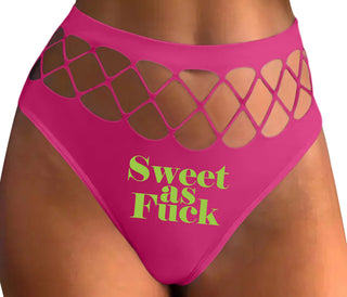 Sweet As Fuck - Fuchsia Fishnet Thong