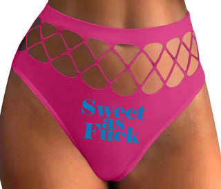 Sweet As Fuck - Fuchsia Fishnet Thong