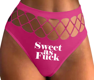 Sweet As Fuck - Fuchsia Fishnet Thong