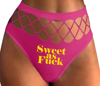 Sweet As Fuck - Fuchsia Fishnet Thong