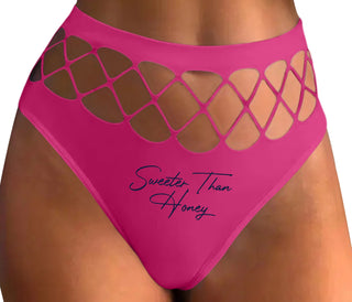 Sweeter Than Honey - Fuchsia Fishnet Thong