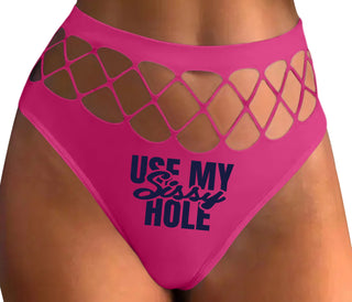 Use My Sissy Hole - Fuchsia Fishnet Thong