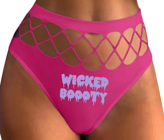 Wicked Boooty - Fuchsia Fishnet Thong