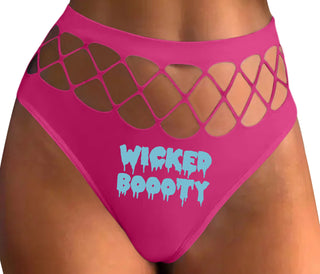 Wicked Boooty - Fuchsia Fishnet Thong