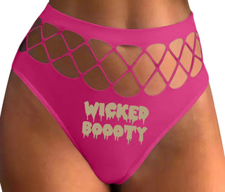 Wicked Boooty - Fuchsia Fishnet Thong