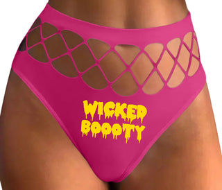 Wicked Boooty - Fuchsia Fishnet Thong