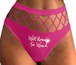 Will Remove For Wine - Fuchsia Fishnet Thong