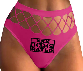 XXX Rated  Advisory Warning - Fuchsia Fishnet Thong