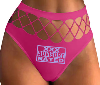XXX Rated  Advisory Warning - Fuchsia Fishnet Thong