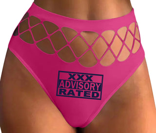 XXX Rated  Advisory Warning - Fuchsia Fishnet Thong