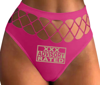 XXX Rated  Advisory Warning - Fuchsia Fishnet Thong