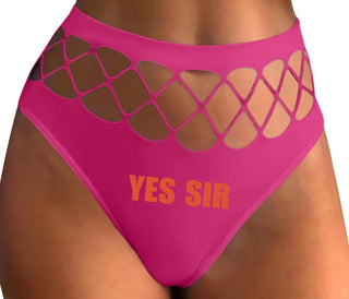 Yes Sir - Fuchsia Fishnet Thong