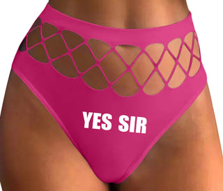 Yes Sir - Fuchsia Fishnet Thong