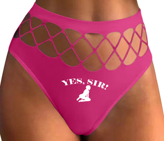 Yes Sir - Submissive Woman - Fuchsia Fishnet Thong