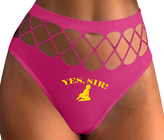 Yes Sir - Submissive Woman - Fuchsia Fishnet Thong