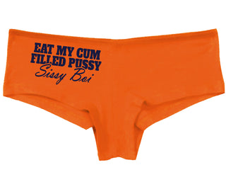 Eat My Cum Filled Pussy Sissy Boi - Orange Boy Short