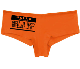 Hello My Name Is Slut - Orange Boy Short