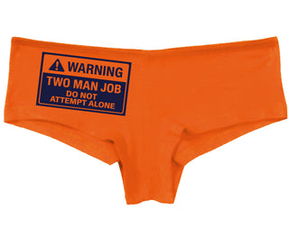 Warning Two Man Job - Orange Boy Short