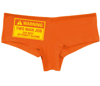 Warning Two Man Job - Orange Boy Short
