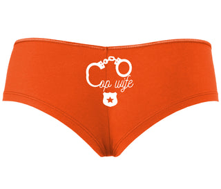 Cop Wife - Cute Handcuffs - Orange Boyshort