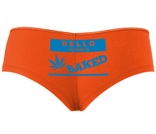 Hello My Name Is Baked - Orange Boyshort
