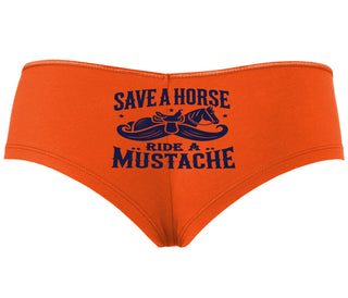 Save A Horse Ride A Mustache - Orange Boyshort